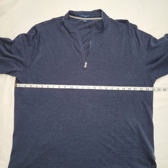 Peter Millar Mens Quarter Zip Pullover Lightweight Navy Blue XL Minimalist - Picture 7 of 10